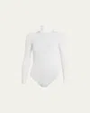 Wolford Colorado Shimmer Turtleneck Bodysuit In White