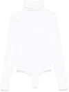 Wolford Ribbed High Neck Bodysuit In White