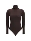 Wolford Colorado String Turtleneck Bodysuit In 브라운