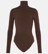 Wolford Colorado Turtleneck Bodysuit In Brown