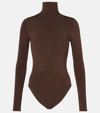 Wolford Colorado Turtleneck Bodysuit In Brown