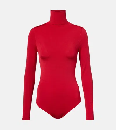Wolford Colorado Turtleneck Bodysuit In Red