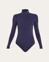 Wolford Colorado Turtleneck Thong Bodysuit In Deep Night