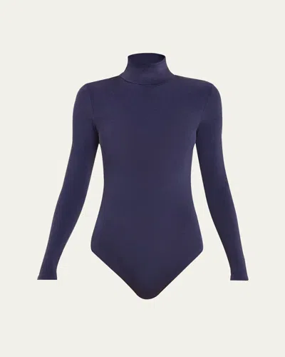 Wolford Colorado Turtleneck Thong Bodysuit In Deep Night