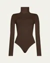Wolford Colorado Turtleneck Thong Bodysuit In Umber