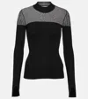 Wolford Contoured Ribs Mesh-trimmed Virgin Wool Top In Black