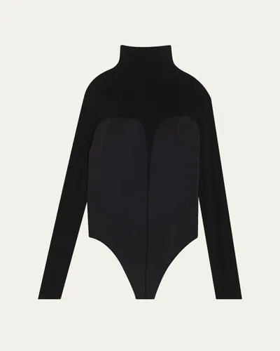 Wolford Corset-effect Long-sleeve Bodysuit In Black