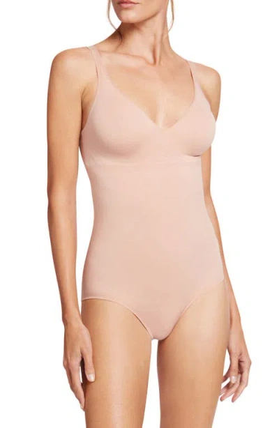 Wolford Cotton Contour 3w Shaping Bodysuit In Pink