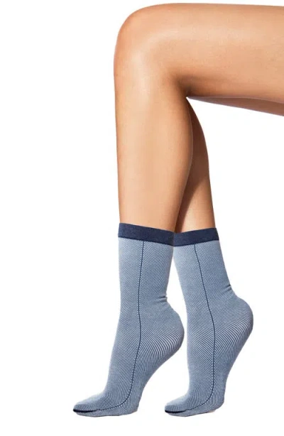 Wolford Cotton Crew Socks In Denim