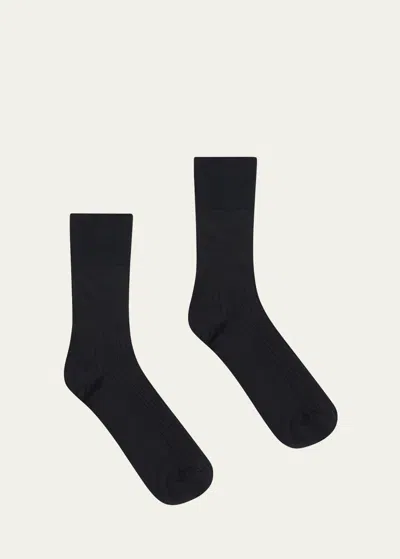 Wolford Cotton Rib Crew Socks In Black