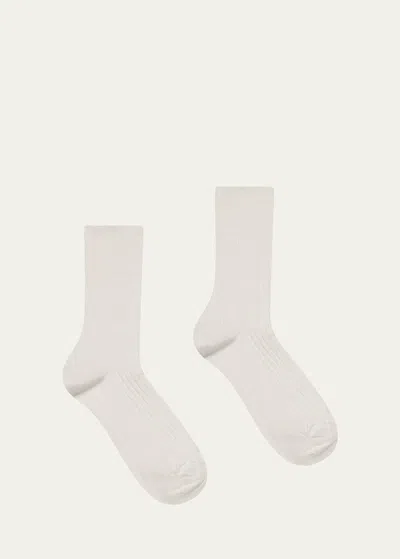 Wolford Cotton Rib Crew Socks In White