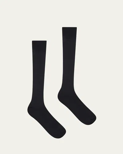 Wolford Cotton Rib Knee-high Socks In Black