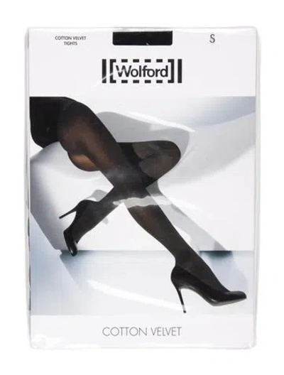 Pre-owned Wolford Cotton Velvet Tights In Black