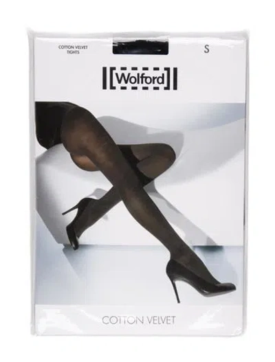 Pre-owned Wolford Cotton Velvet Tights In Black