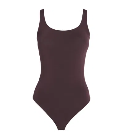 Wolford Cotton-blend Jamaika Bodysuit In Burgundy