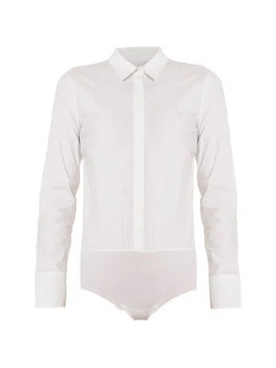 Wolford Cotton-poplin Collared Bodysuit In White