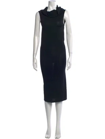 Pre-owned Wolford Cowl Neck Midi Length Dress In Black