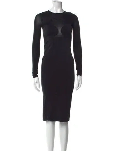 Pre-owned Wolford Crew Neck Knee-length Dress In Black