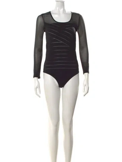 Pre-owned Wolford Crew Neck Long Sleeve Bodysuit In Black