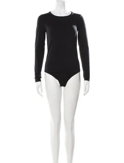 Pre-owned Wolford Crew Neck Long Sleeve Bodysuit In Black