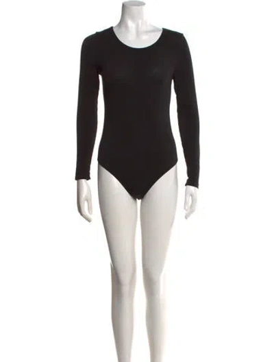 Pre-owned Wolford Crew Neck Long Sleeve Bodysuit In Black