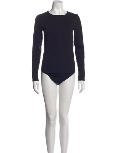 Pre-owned Wolford Crew Neck Long Sleeve Bodysuit In Blue