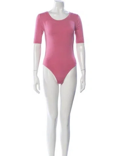 Pre-owned Wolford Crew Neck Long Sleeve Bodysuit In Pink
