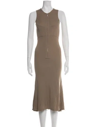 Pre-owned Wolford Crew Neck Midi Length Dress In Green