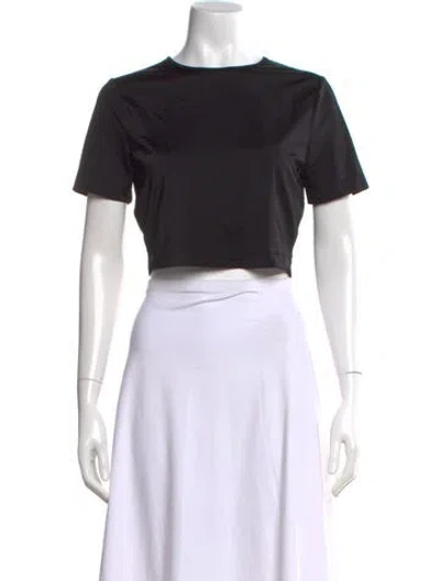 Pre-owned Wolford Crew Neck Short Sleeve Crop Top In Black
