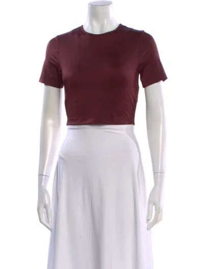 Pre-owned Wolford Crew Neck Short Sleeve Crop Top W/ Tags In Burgundy