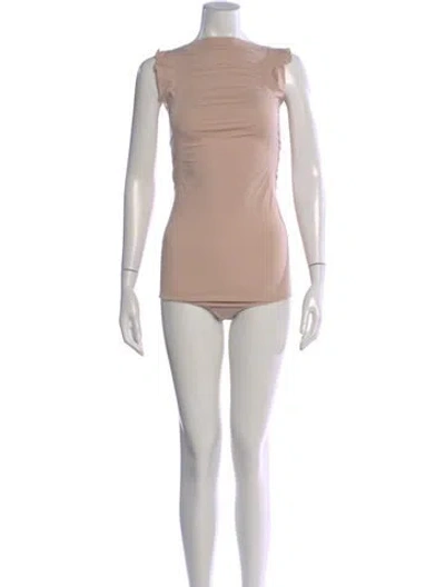Pre-owned Wolford Crew Neck Short Sleeve Top In Neutral