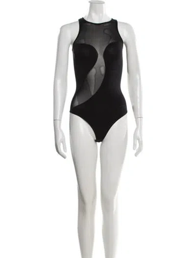 Pre-owned Wolford Crew Neck Sleeveless Bodysuit In Black