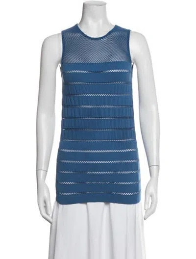 Pre-owned Wolford Crew Neck Sleeveless Top In Blue