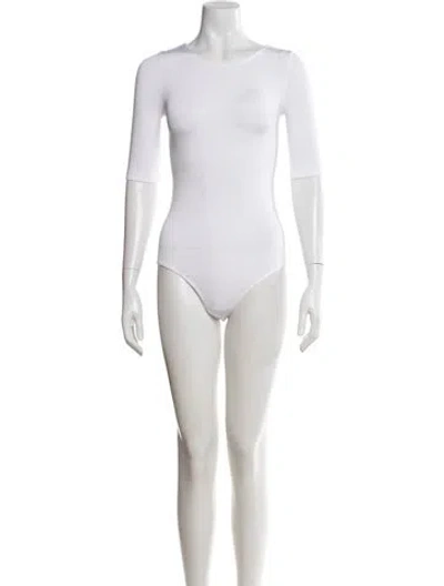 Pre-owned Wolford Crew Neck Three-quarter Sleeve Bodysuit In Neutral
