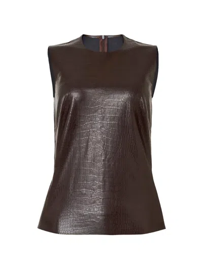 Wolford Crocodile-effect Sleeveless Tank Top In Brown