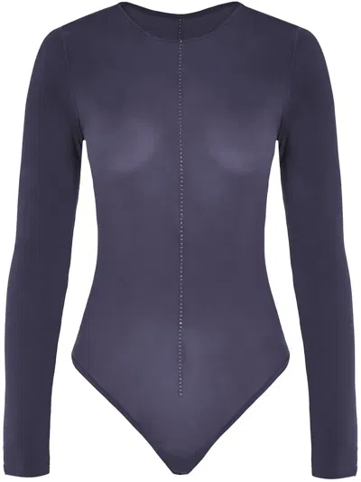 Wolford Crystal-embellished Bodysuit In Purple