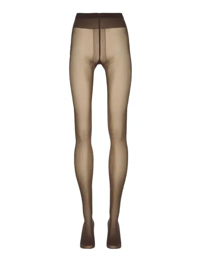 Wolford Crystal-embellished Tights In Brown