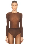 Wolford Crystal String Bodysuit In Brown