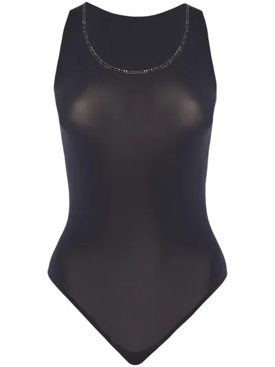 Wolford Crystal String Bodysuit In Black