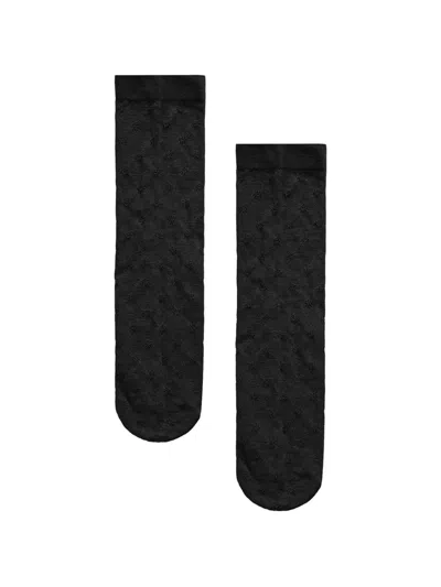Wolford Daisy Floral-jacquard Socks In Black