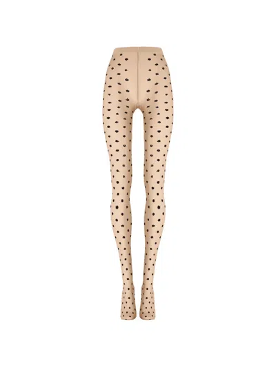 Wolford Daisy Floral-pattern Tights In Brown