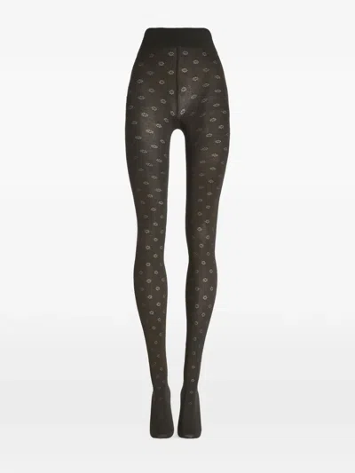 Wolford Daisy Jacquard-knit Tights In Black