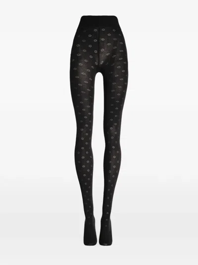 Wolford Daisy Jacquard-knit Tights In Black