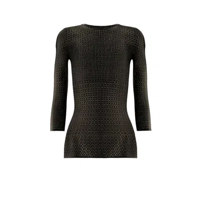Wolford Daisy Net Top Long Sleeves In Brown