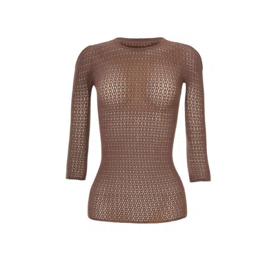 Wolford Daisy Net Top Long Sleeves In Brown