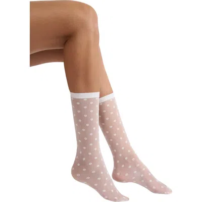 Wolford Daisy Sheer Crew Socks In Multi