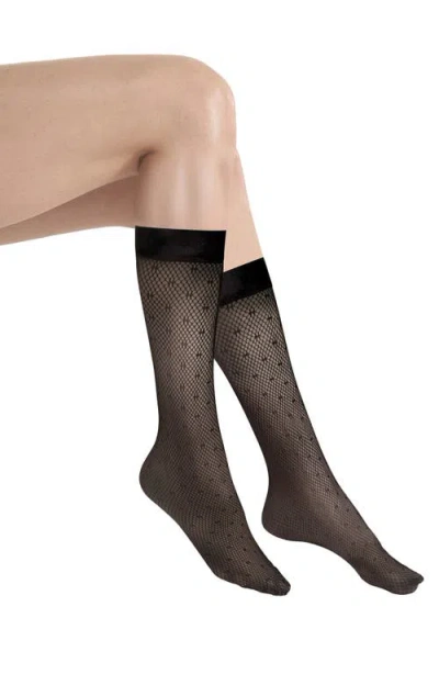 Wolford Dot Net Knee High Socks In Neutral