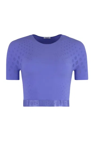 Wolford Dots Illusion Net Crop Top In Lilac