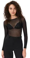 Wolford Dots String Thong Bodysuit Black/black In Black/black