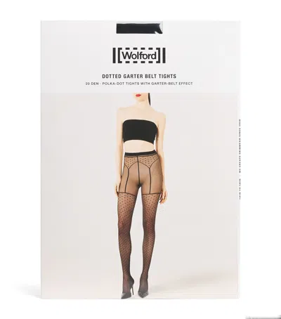 Wolford Dotted Garter Belt 20 Tights In Black